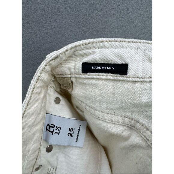 R13 Women’s Kick Fit Flare Jeans in Kent Ecru Cream Size 25 - Picture 8 of 15
